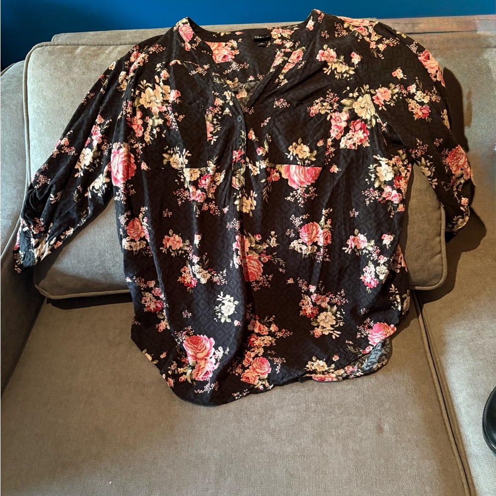 Torrid Black Floral Blouse